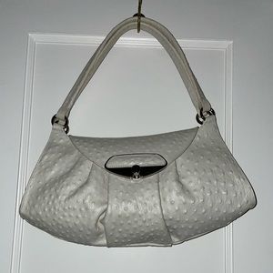 Furla White Ostrich Leather Shoulder bag
